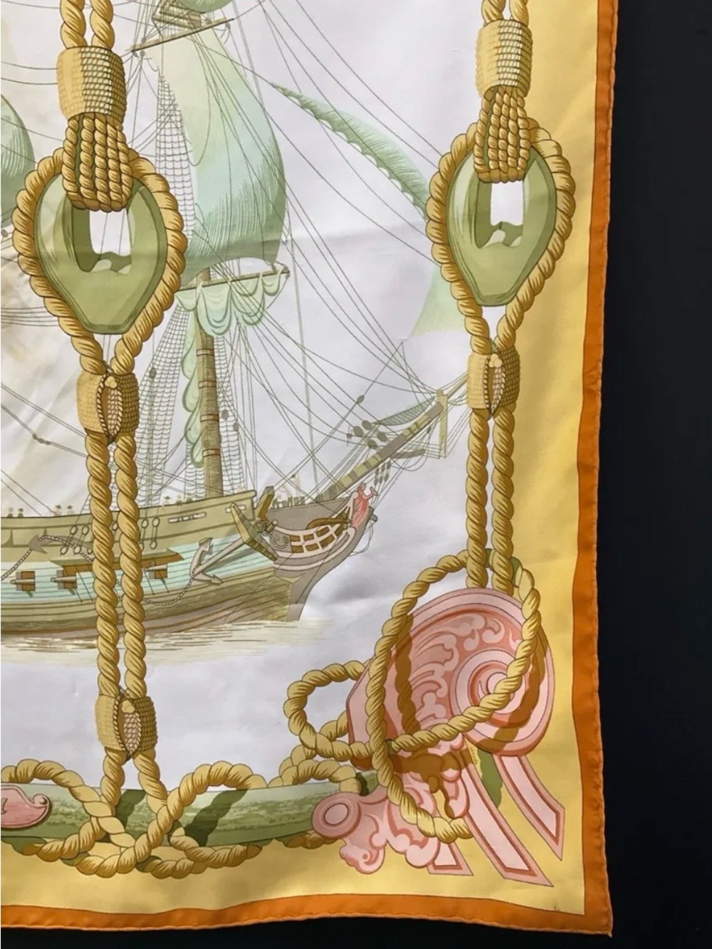 Hermes Tribord Silk Scarf Carré 90 Nautical Ship Pastel Vintage - Picture 10 of 13